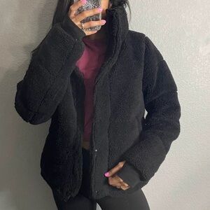 Cozy Black Teddy Jacket for Women